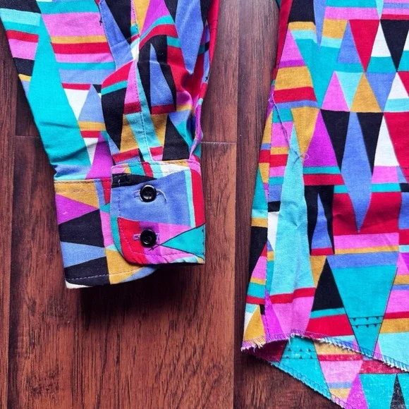 Vintage 80s Wrangler Brushpopper Shirt Mens 16-35 Cowboy Cut Teepee Western - Picture 8 of 16